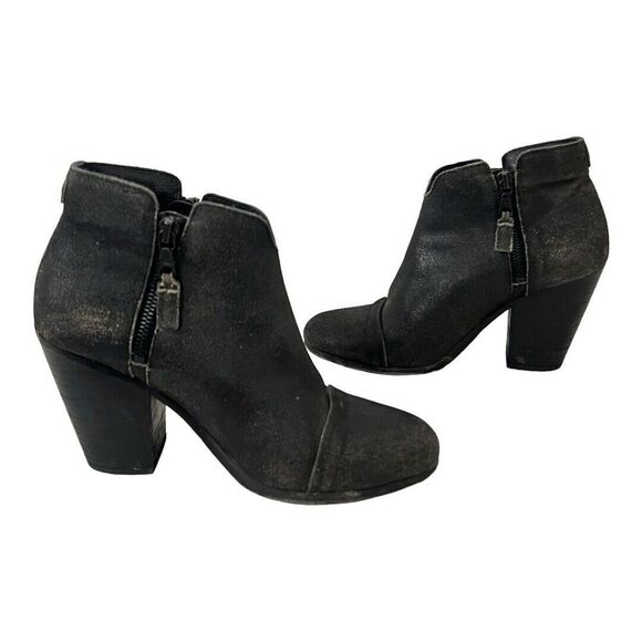 Rag & Bone Womens Size 38 US 8 Black Distressed Leather Ankle Boot Bootie - Picture 5 of 9